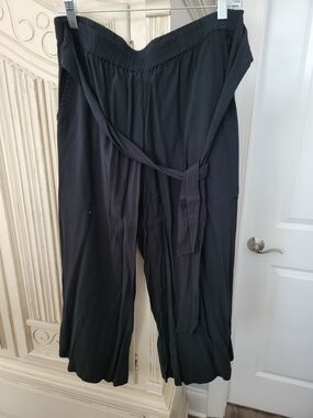 Black Wide-Leg Tie-Waist Jumpsuit Pants